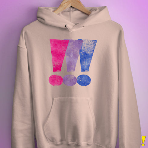 Bisexual Pride Exclamation Points Hoodie - Light Pink